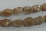 CMS118 15.5 inches 8*12mm twisted rice moonstone gemstone beads