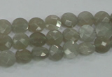 CMS129 15.5 inches 8mm faceted coin moonstone gemstone beads