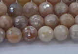 CMS1301 15.5 inches 6mm faceted round AB-color moonstone beads