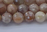 CMS1302 15.5 inches 8mm faceted round AB-color moonstone beads