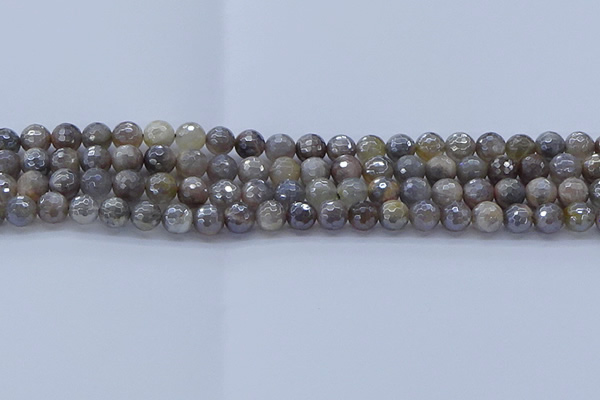 CMS1311 15.5 inches 6mm faceted round AB-color grey moonstone beads