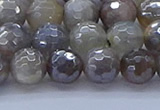 CMS1312 15.5 inches 8mm faceted round AB-color grey moonstone beads