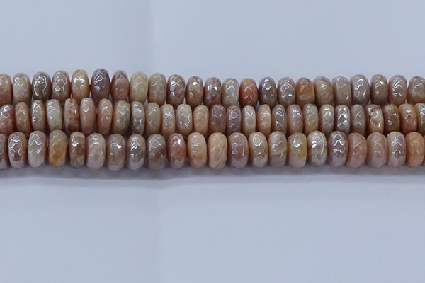 CMS1324 15.5 inches 7*12mm faceted rondelle AB-color moonstone beads