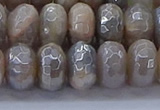 CMS1334 15.5 inches 7*12mm faceted rondelle AB-color grey moonstone beads