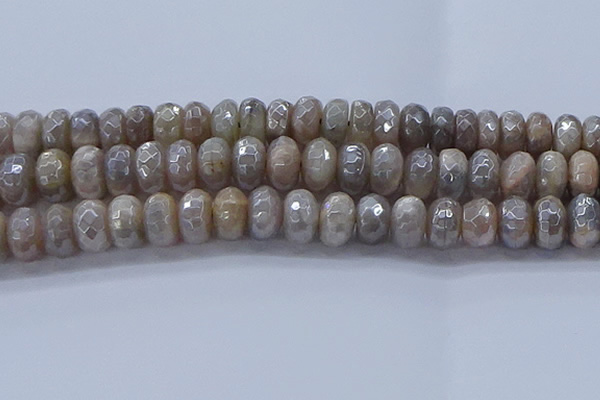 CMS1336 15.5 inches 8*16mm faceted rondelle AB-color grey moonstone beads