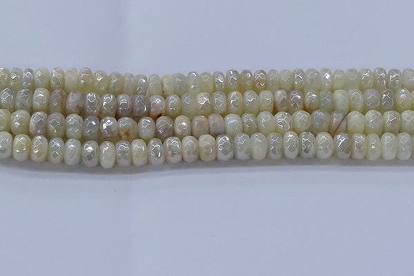 CMS1342 15.5 inches 5*8mm faceted rondelle AB-color white moonstone beads