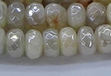 CMS1343 15.5 inches 6*10mm faceted rondelle AB-color white moonstone beads