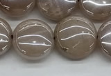 CMS1348 15.5 inches 12mm flat round AB-color moonstone beads