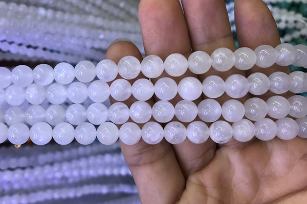 CMS1402 15.5 inches 8mm round white moonstone beads wholesale