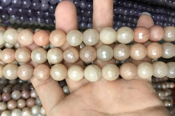 CMS1454 15.5 inches 12mm faceted round AB-color moonstone beads