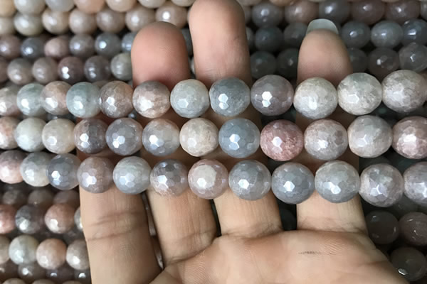 CMS1458 15.5 inches 10mm faceted round AB-color moonstone beads