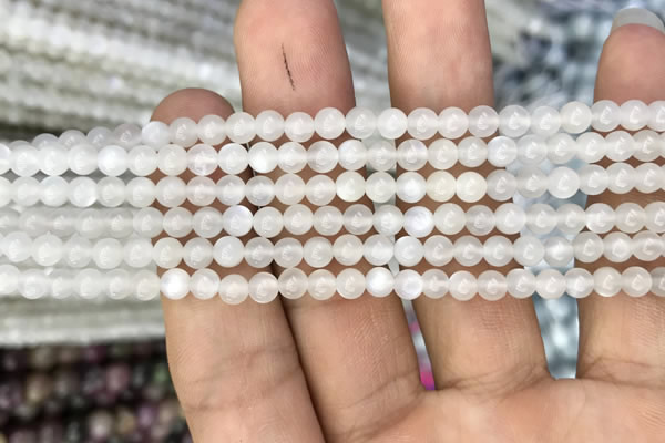 CMS1460 15.5 inches 4mm round white moonstone beads wholesale