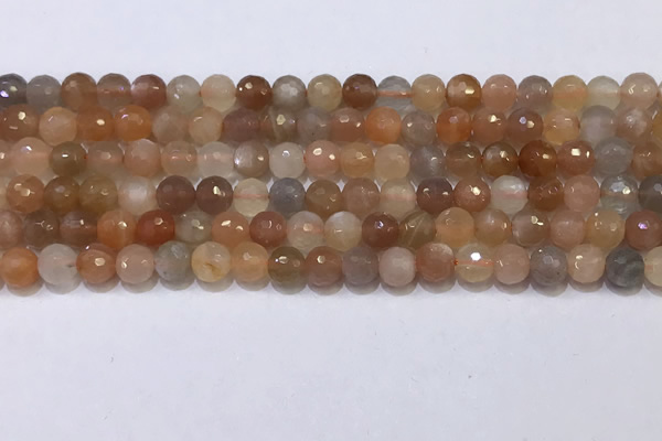 CMS1496 15.5 inches 6mmm faceted round rainbow moonstone beads