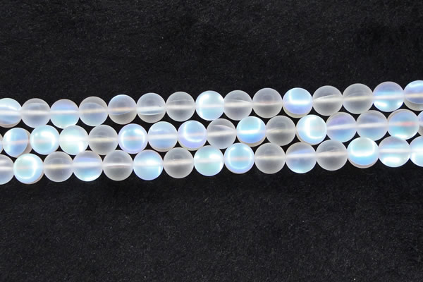 CMS1509 15.5 inches 12mm round matte synthetic moonstone beads