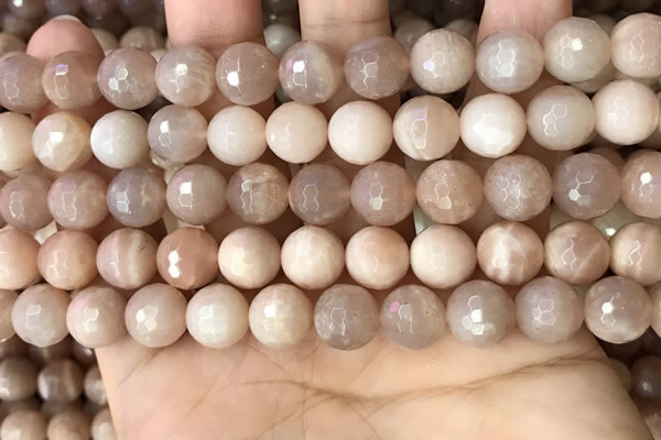 CMS1680 15.5 inches 10mm faceted round moonstone beads wholesale