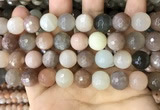 CMS1696 15.5 inches 14mm faceted round rainbow moonstone beads