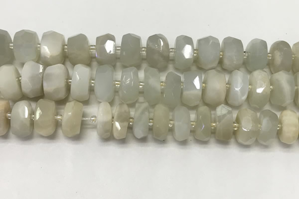 CMS1769 15.5 inches 6*12mm - 8*13mm faceted tyre moonstone beads