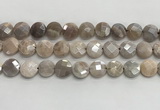 CMS1790 15.5 inches 12mm faceted coin AB-color moonstone beads