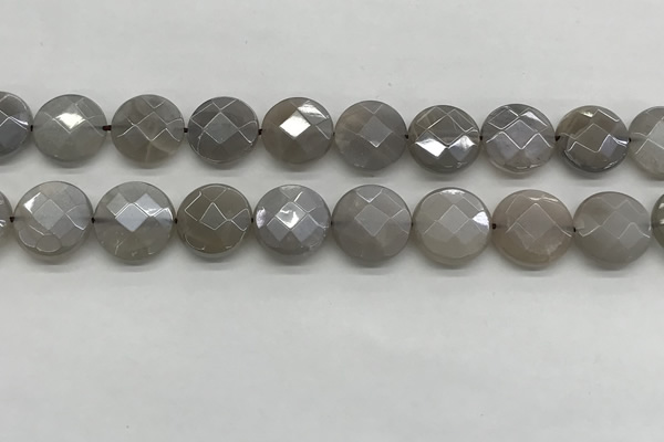 CMS1820 15.5 inches 16mm faceted coin AB-color moonstone beads