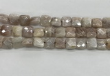 CMS1828 15.5 inches 12*12mm faceted square AB-color moonstone beads