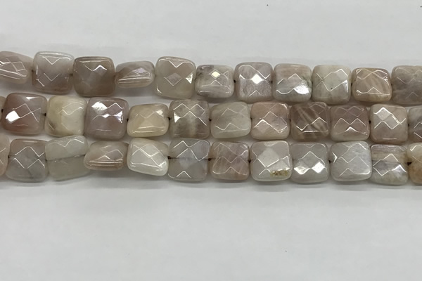 CMS1828 15.5 inches 12*12mm faceted square AB-color moonstone beads