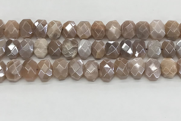 CMS1838 10*12mm - 12*16mm faceted freeform AB-color moonstone beads