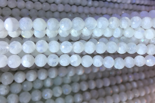 CMS1860 15.5 inches 6mm faceted round white moonstone gemstone beads