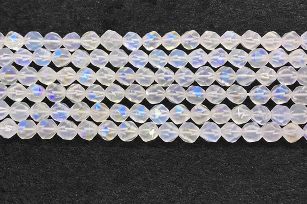 CMS1871 15.5 inches 6mm faceted nuggets AB-color white moonstone beads