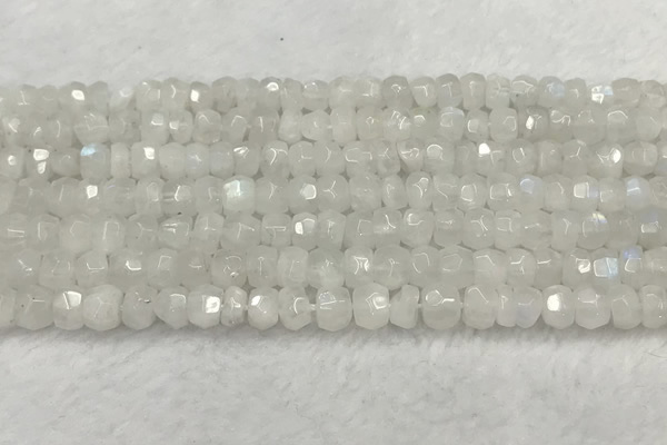 CMS1910 15.5 inches 4.5*6mm faceted rondelle white moonstone beads