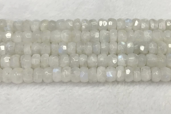 CMS1912 15.5 inches 6*10mm faceted rondelle white moonstone beads