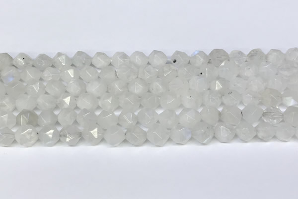 CMS2066 15.5 inches 8mm faceted nuggets white moonstone beads