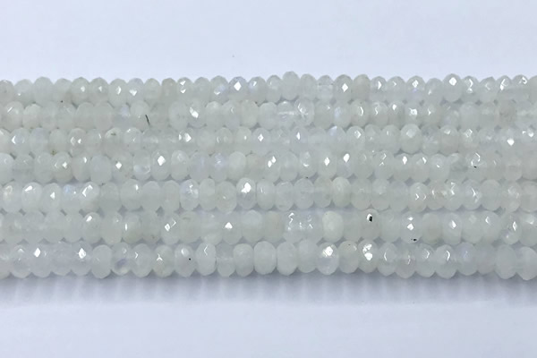 CMS2121 15 inches 4*6mm faceted rondelle white moonstone beads