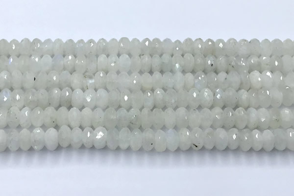 CMS2122 15 inches 6*8mm faceted rondelle white moonstone beads