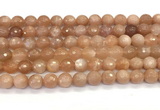 CMS2259 15 inches 8mm faceted round orange moonstone beads