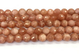 CMS2260 15 inches 10mm faceted round orange moonstone beads