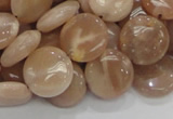 CMS23 15.5 inches 14mm flat round moonstone gemstone beads wholesale