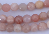 CMS350 15.5 inches 6mm faceted round natural pink moonstone beads