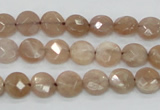 CMS43 15.5 inches 8mm faceted coin moonstone gemstone beads