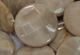 CMS48 15.5 inches 30mm faceted coin moonstone gemstone beads