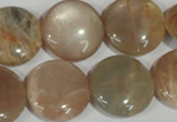 CMS525 15.5 inches 20mm flat round moonstone beads wholesale