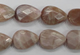 CMS54 15.5 inches 13*18mm faceted flat teardrop moonstone beads