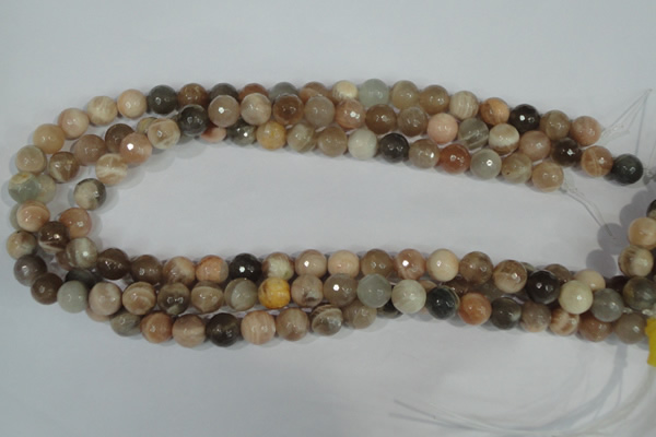 CMS572 15.5 inches 10mm faceted round moonstone beads wholesale