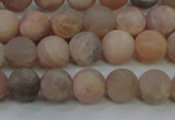 CMS603 15.5 inches 10mm round matte natural moonstone beads