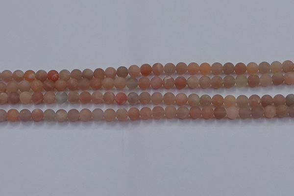 CMS610 15.5 inches 4mm round matte moonstone beads wholesale