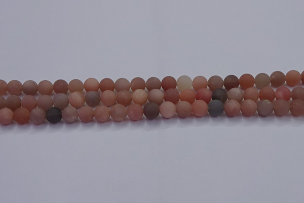 CMS612 15.5 inches 8mm round matte moonstone beads wholesale