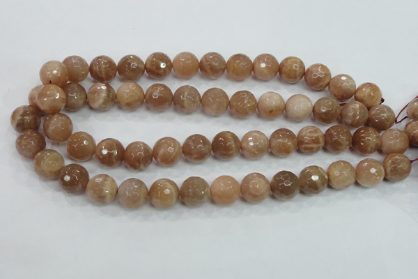 CMS62 15.5 inches 14mm faceted round moonstone gemstone beads