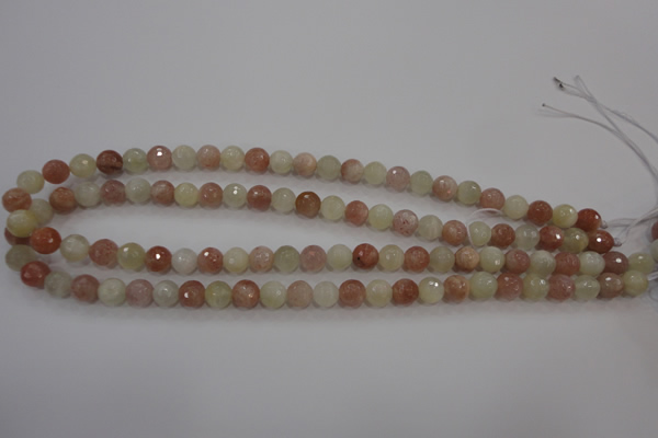 CMS871 15.5 inches 8mm faceted round moonstone gemstone beads