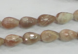 CMS88 15.5 inches 8*12mm faceted teardrop moonstone gemstone beads