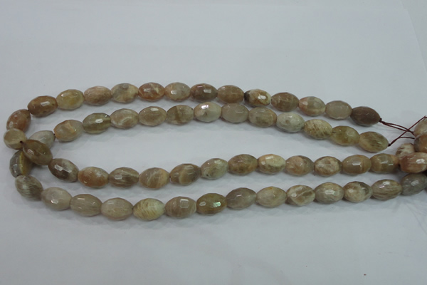 CMS92 15.5 inches 10*14mm faceted rice moonstone gemstone beads