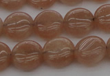 CMS956 15.5 inches 8mm flat round A grade moonstone beads